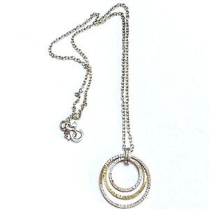 Silpada Sterling & Brass Textured 'Inner Circles' Pendant Necklace N2296